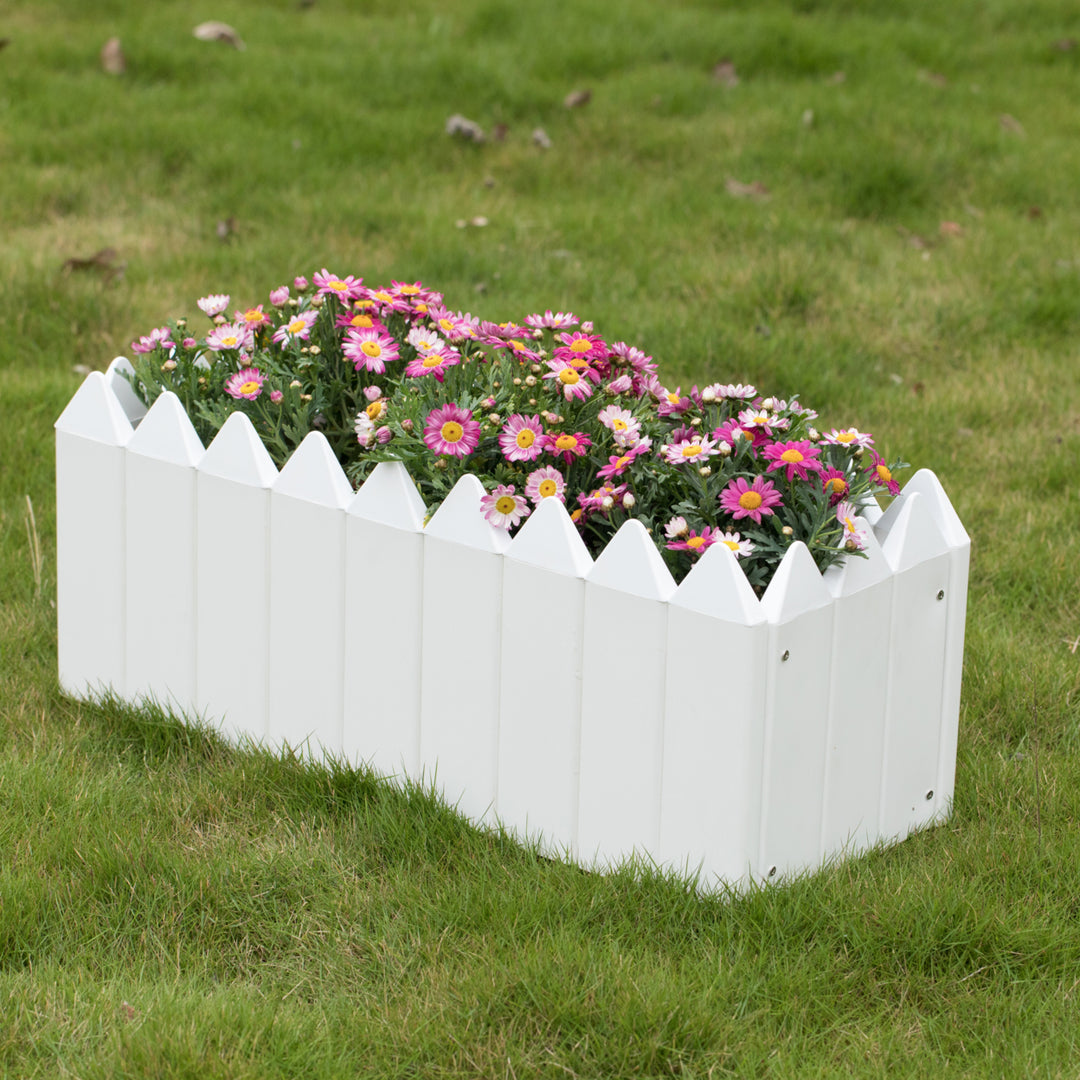 Gardenised White Vinyl Traditional Fence Design Garden Bed Elevated Screwless Raised Planter Box Image 5