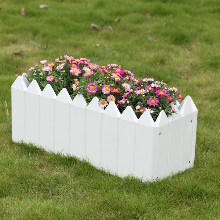 Gardenised White Vinyl Traditional Fence Design Garden Bed Elevated Screwless Raised Planter Box Image 1