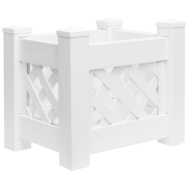 Gardenised White Vinyl Traditional Fence Design Garden Bed Elevated Screwless Raised Planter Box Image 8