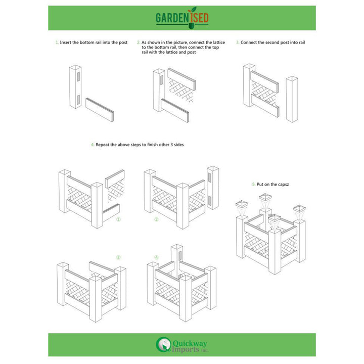 Gardenised White Vinyl Traditional Fence Design Garden Bed Elevated Screwless Raised Planter Box Image 10