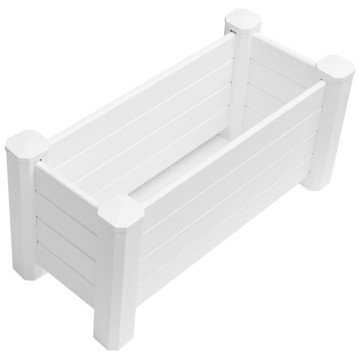 Gardenised White Vinyl Traditional Fence Design Garden Bed Elevated Screwless Raised Planter Box Image 12