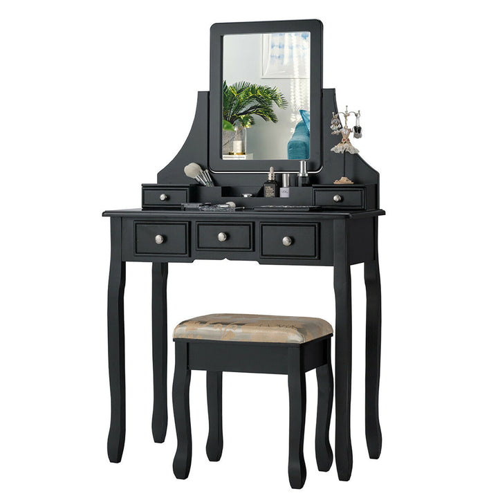 Vanity Set W/5 Drawers andRemovable Box Makeup Dressing Table and Stool Set Image 2