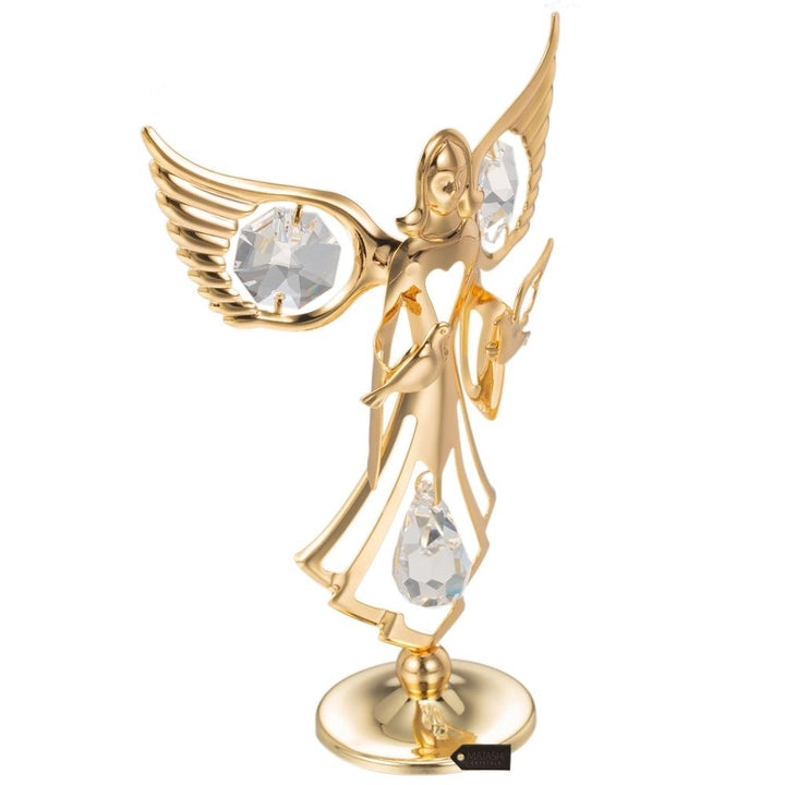 Best Matashi 24K Gold Plated Crystal Studded Guardian Angel with Doves Figurine 1 from Daughter, Son Image 4