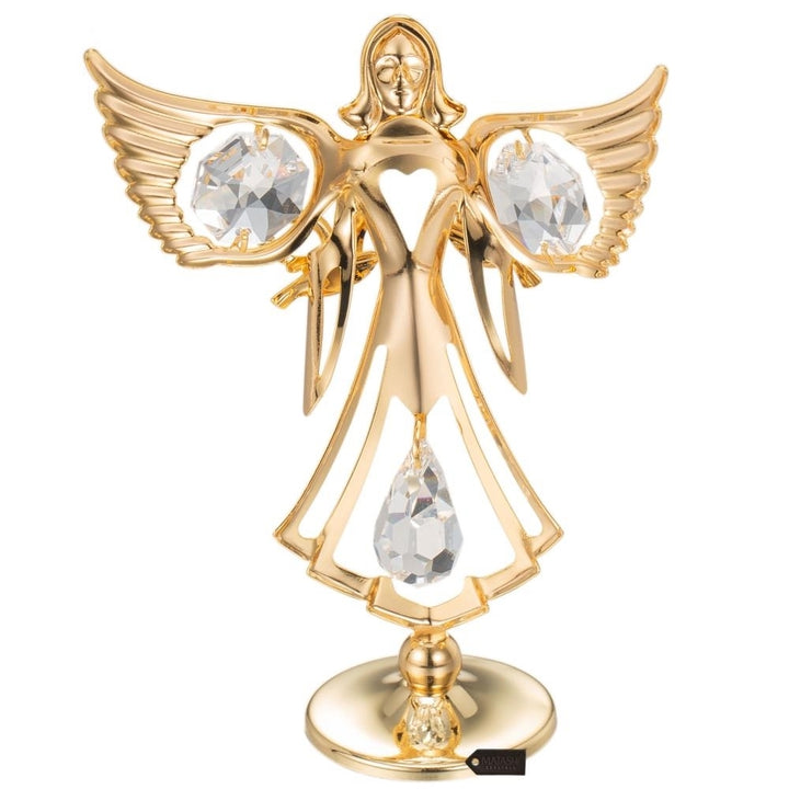 Best Matashi 24K Gold Plated Crystal Studded Guardian Angel with Doves Figurine 1 from Daughter, Son Image 5