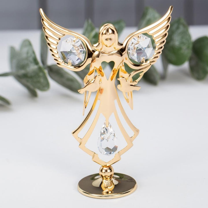 Best Matashi 24K Gold Plated Crystal Studded Guardian Angel with Doves Figurine 1 from Daughter, Son Image 8