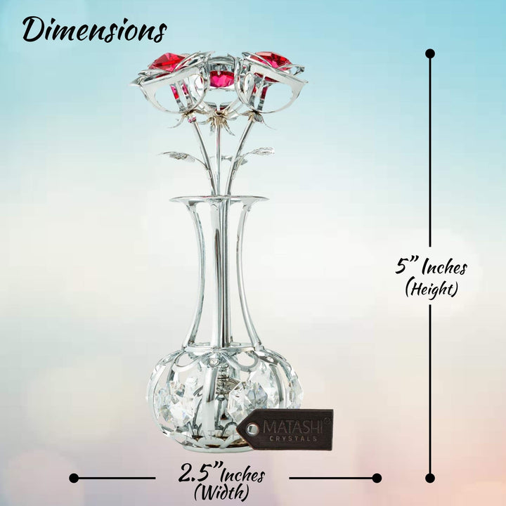 Best Mothers day Gift Matashi Chrome Plated Silver Flower Bouquet-Vase w/ Red and Clear Table-Top Decoration 1 from Image 3