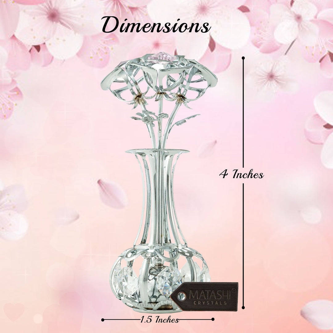 Best Mothers day Gift Matashi Chrome Plated Silver Flower Bouquet-Vase w/ Pink and Clear TableTop Decoration 1 from Image 5