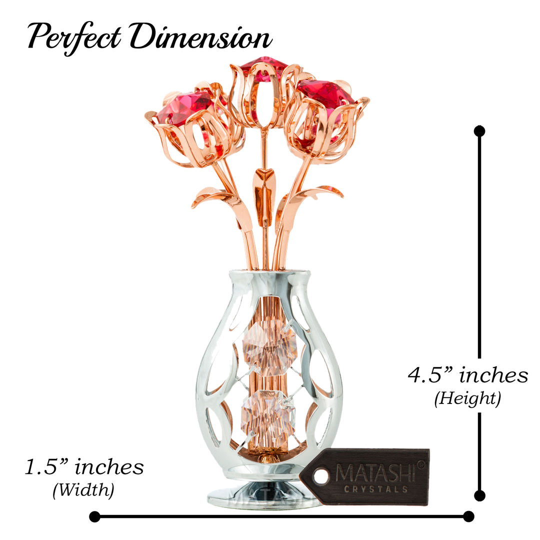 Best Matashi Rose Gold and Chrome Plated Flowers Bouquet and Vase with Red and Clear Crystals 1 from Daughter, Son Image 5