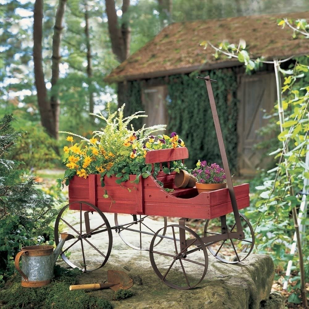 Amish Wagon Decorative Indoor Outdoor Garden Backyard Planter Image 1