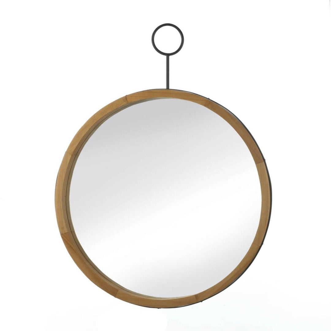 EVA ROUND WOOD MIRROR WITH HOOK Image 1