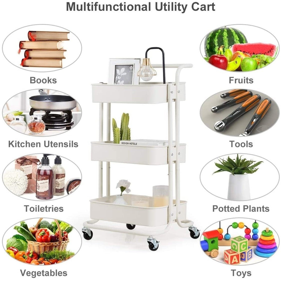 3-Tier Rolling Cart Image 1