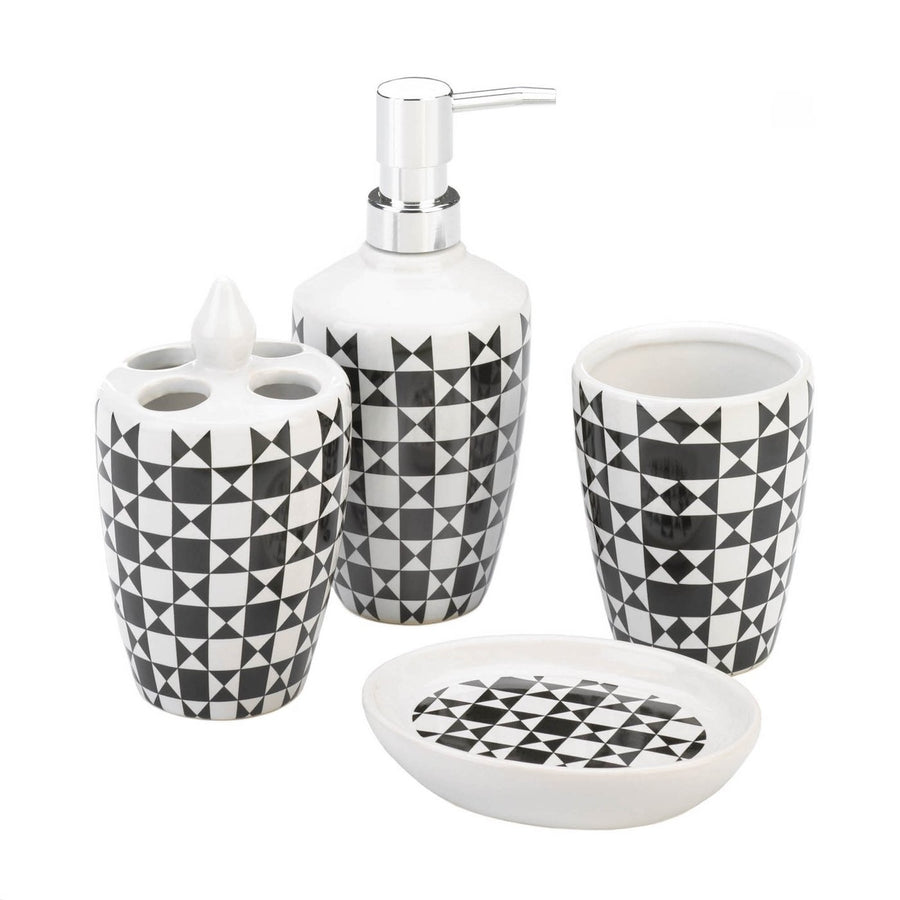 GEOMETRIC PATTERN BATH ACCESSORY SET Image 1