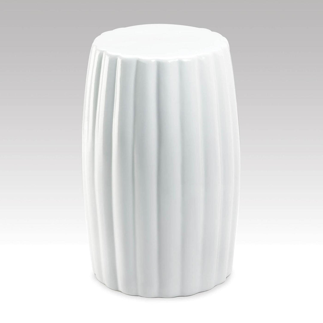 GLOSSY WHITE CERAMIC STOOL Image 1