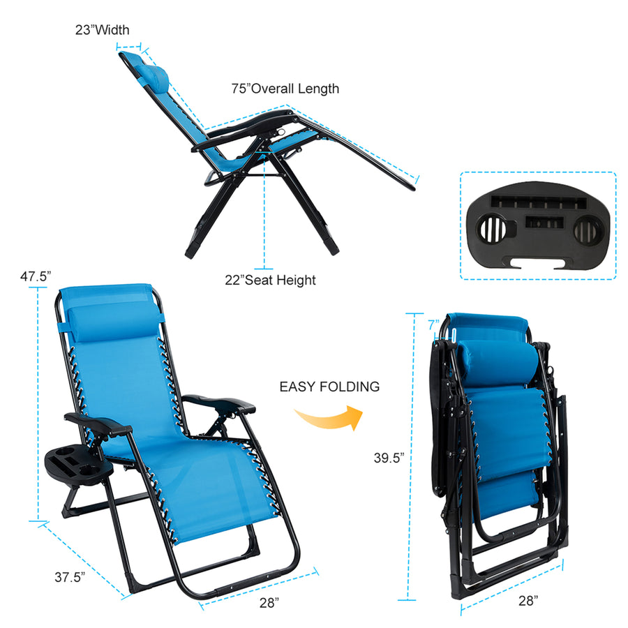 Oversize Lounge Chair Patio Heavy Duty Folding Recliner Image 1