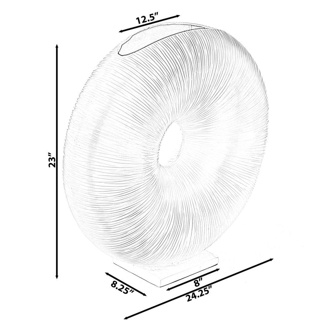 White Modern Round Flat Doughnut Hole Vase Image 4