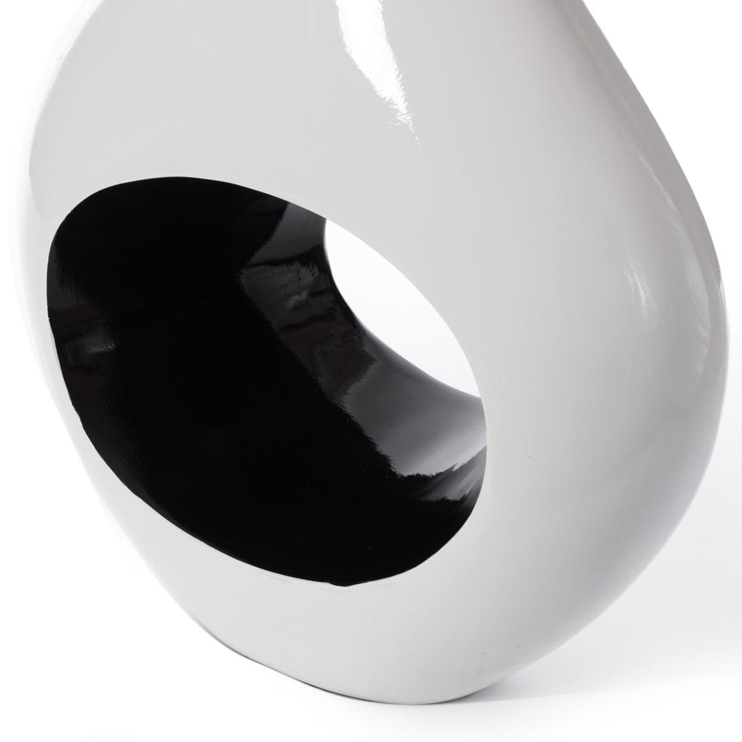 Decorative Unique Tall Vase with Hole Outside White Inside Black Image 5