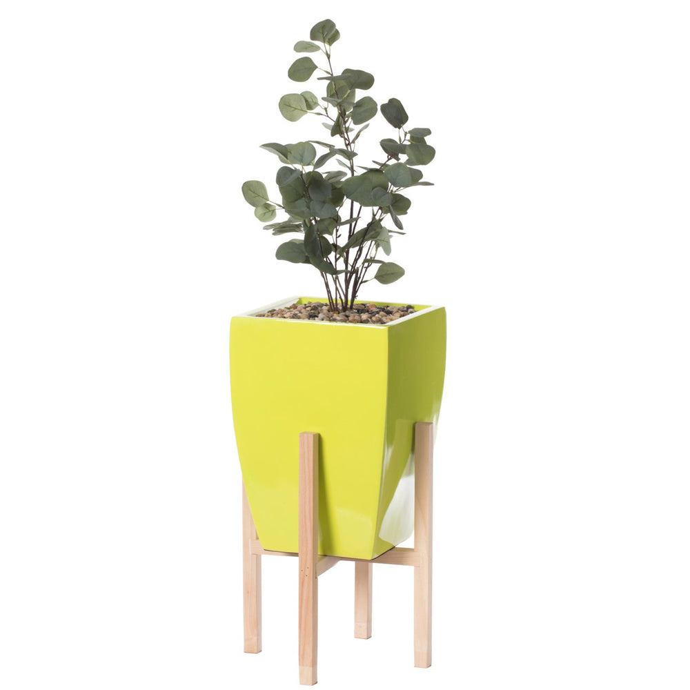 Indoor Decorative Square Planter With Wooden Stand Image 2