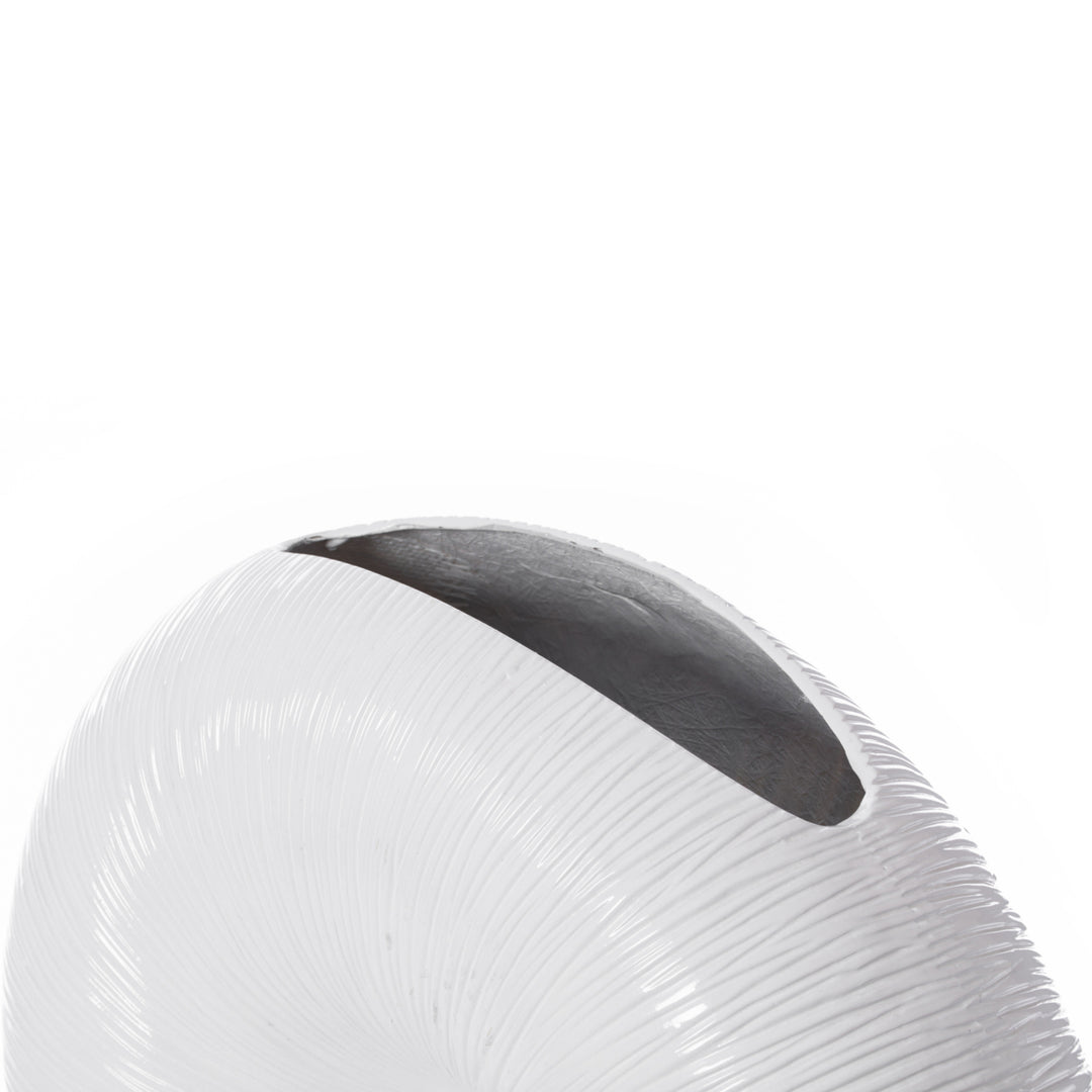 White Modern Round Flat Doughnut Hole Vase Image 6