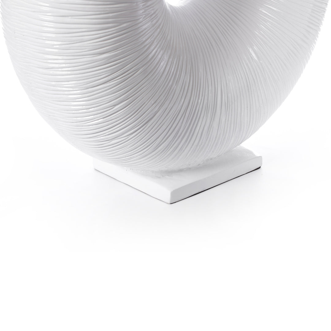 White Modern Round Flat Doughnut Hole Vase Image 7