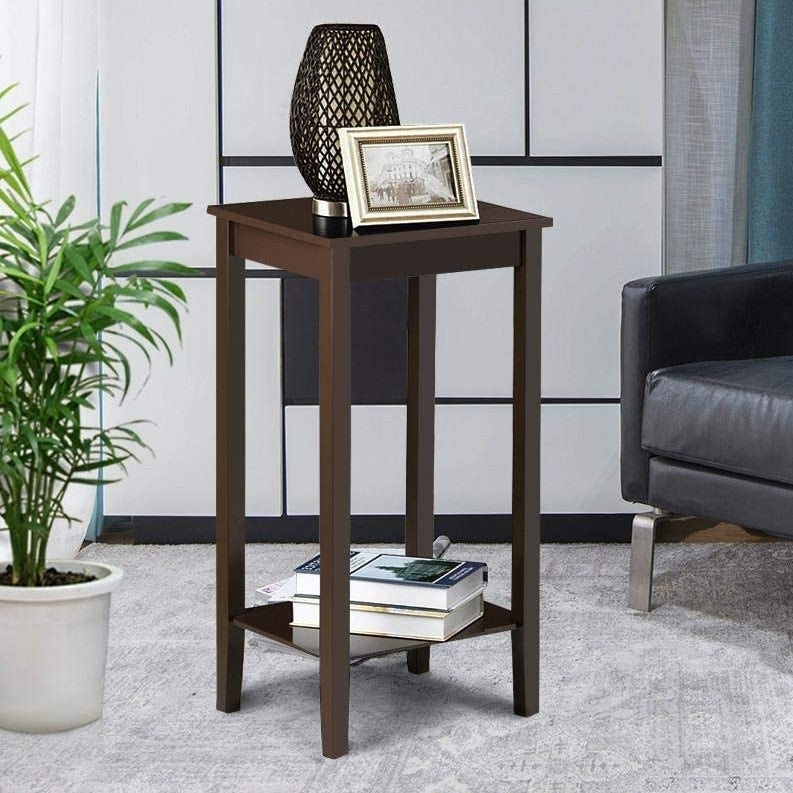 2 Tier End Table with Storage Shelf Image 1