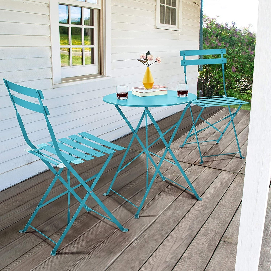 Metal Folding Patio Bistro Set Image 1