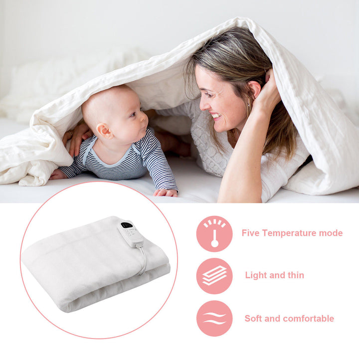 Costway Electric Heated Blanket Low-Voltage 5 Temperature Modes 8H Timer UL,Full Size/Queen Size/Twin Size Image 5