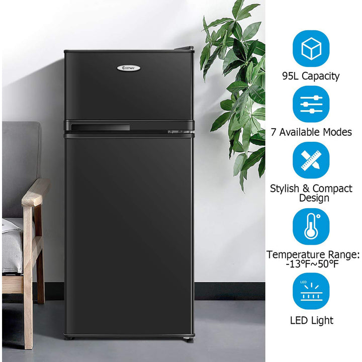 2 Doors 3.4 cu ft. Unit Compact Mini Refrigerator Freezer Cooler Image 6