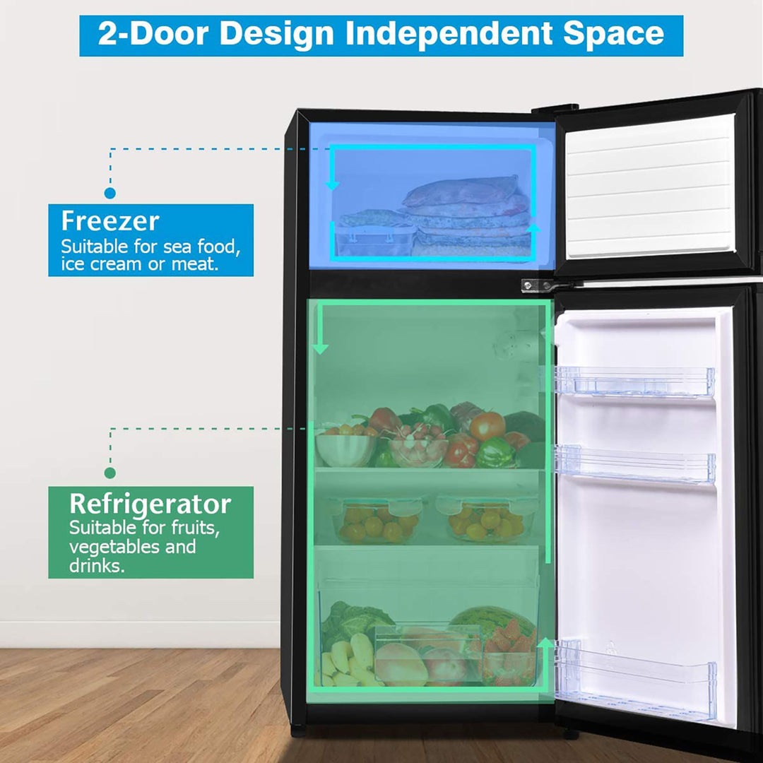 2 Doors 3.4 cu ft. Unit Compact Mini Refrigerator Freezer Cooler Image 7