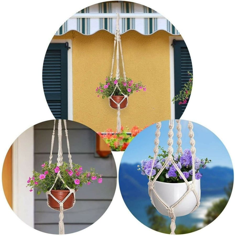 Marrame Plant Hangers 3 Pack Cotton Rope Pot Holders Indoor Outdoor Image 1