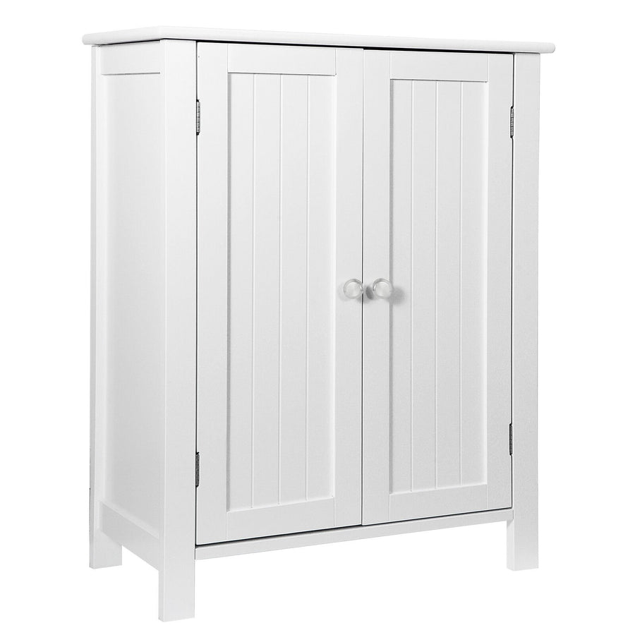 White Wooden Bathroom Floor Cabinet Storage Cupboard 3 Shelves Save Space Image 1