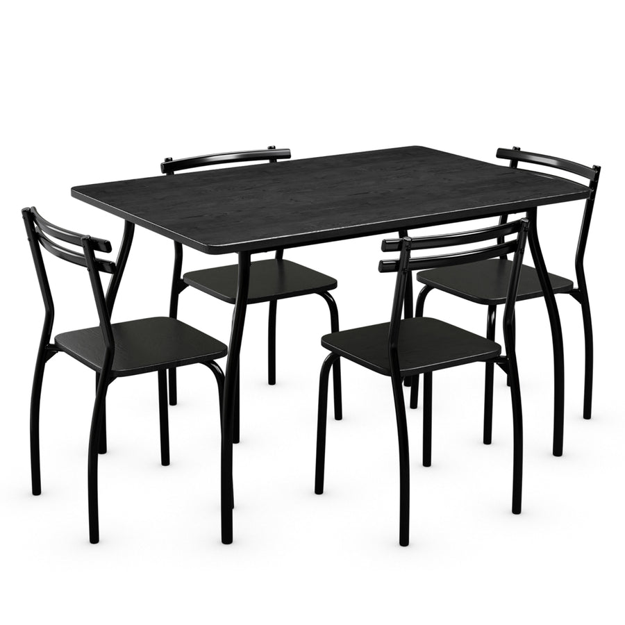 5 Pcs Dining Set Table 30 And 4 Chairs Home Kitchen Room Breakfast Furniture Black Image 1