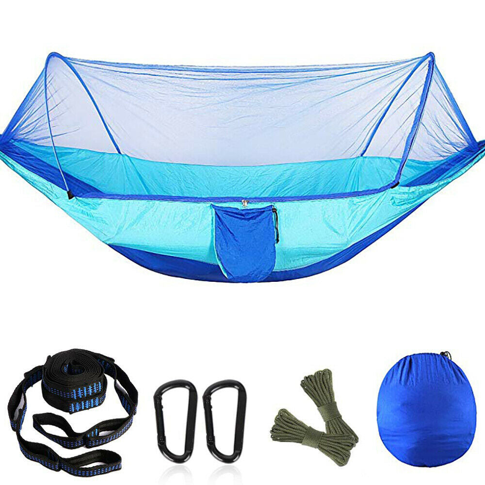 Double Person Travel Portable Camping Tent Hanging Hammock Bed With Mosquito Net Blue Image 1