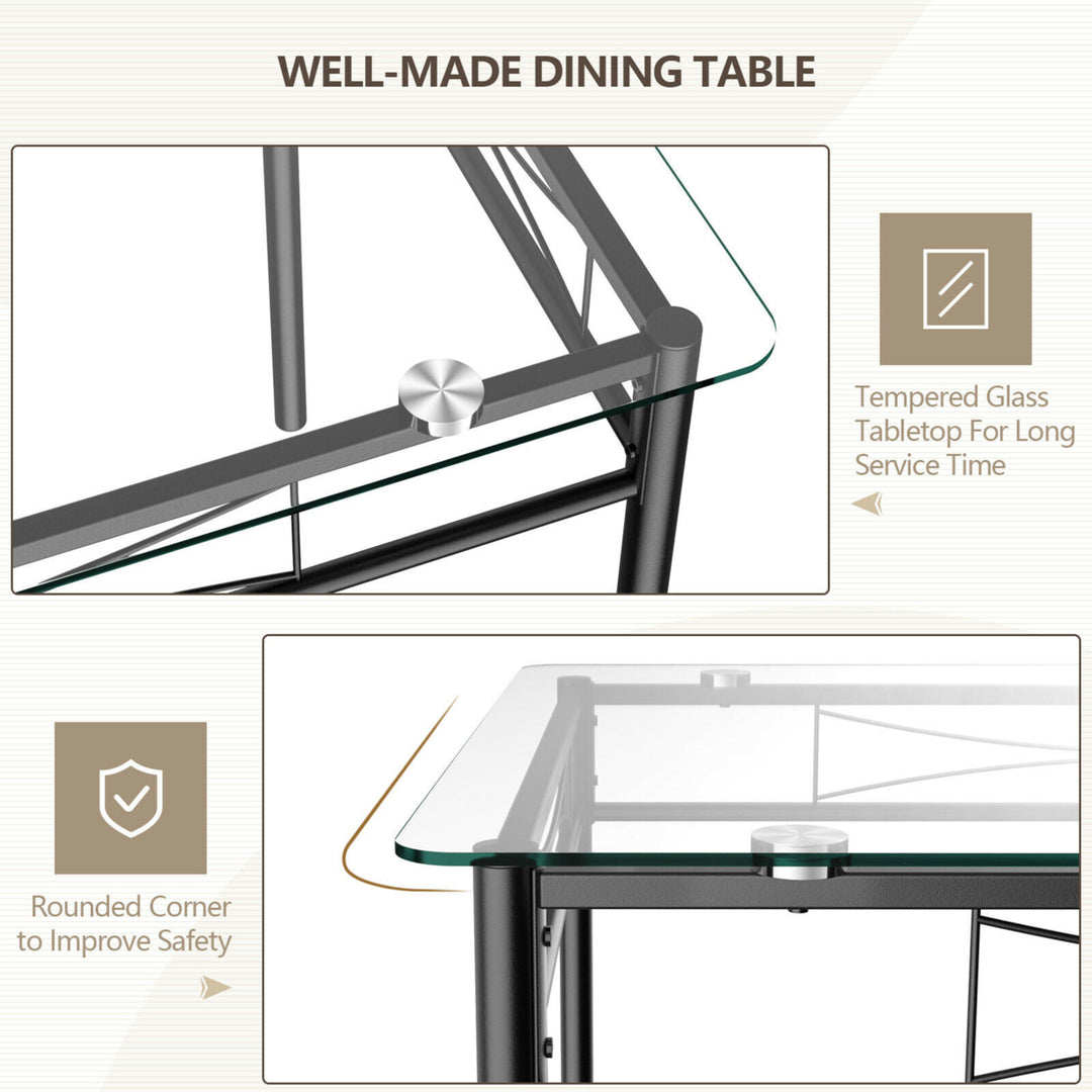 5 PC Dining Set Glass Top Table and 4 Chairs Kitchen Room Furniture Image 8