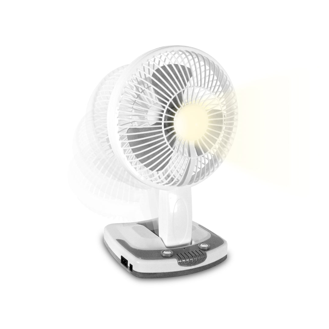 Technical Pro Rechargeable Desk Wall Fan with LED Lamp Power Bank Adjustable Tilt Image 1