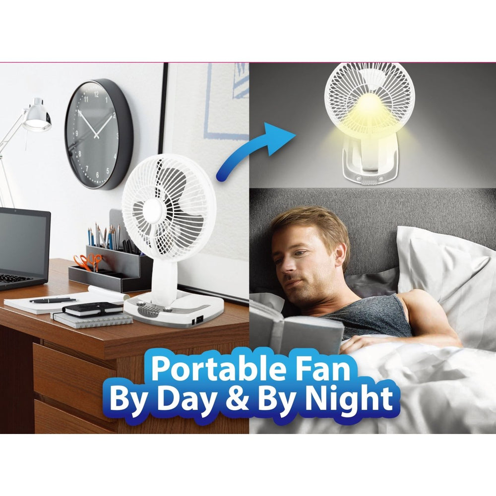 Technical Pro Rechargeable Desk Wall Fan with LED Lamp Power Bank Adjustable Tilt Image 2