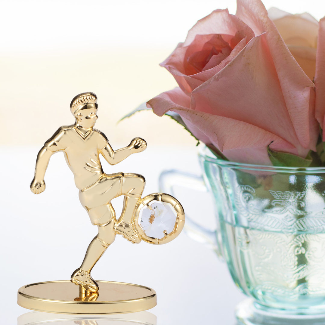 Matashi 24K Gold Plated Soccer Football Player Figurine w/ Crystals Tabletop Football Ornament Gift for Sports Fan Desk Image 5