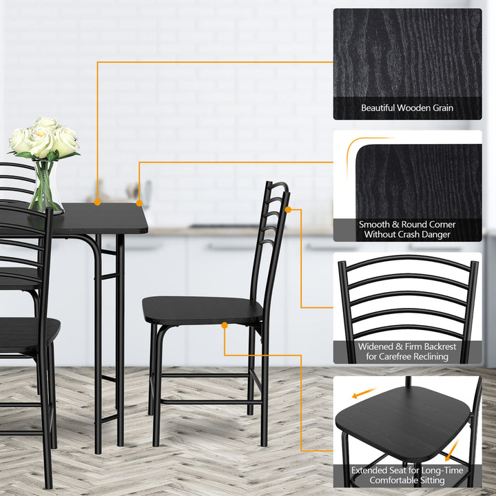 5 Piece Dining Set Home Kitchen Table 29.5 and 4 Chairs with Metal Legs Modern Black Image 7