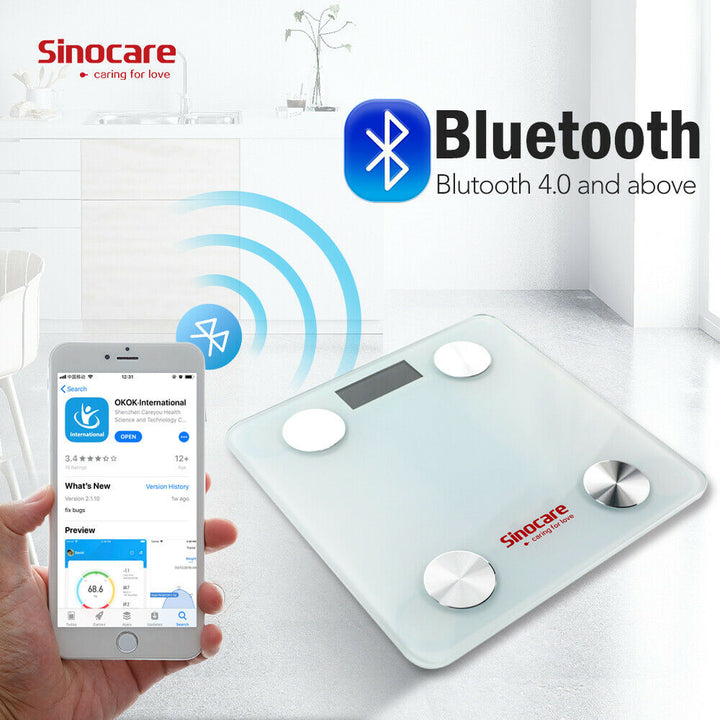 Sinocare BMI Bathroom Weight Smart Digital Bluetooth Body Fat Weight Scale Image 2