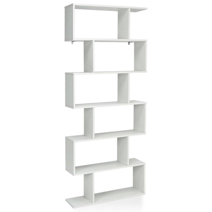 6 Tier S-Shaped Bookshelf Storage Display Bookcase Decor Z-Shelf Image 4