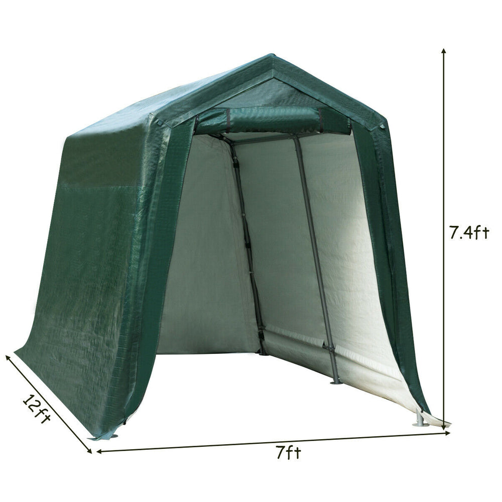 7x12 Patio Tent Carport Storage Shelter Shed Car Canopy Heavy Duty Green Image 2