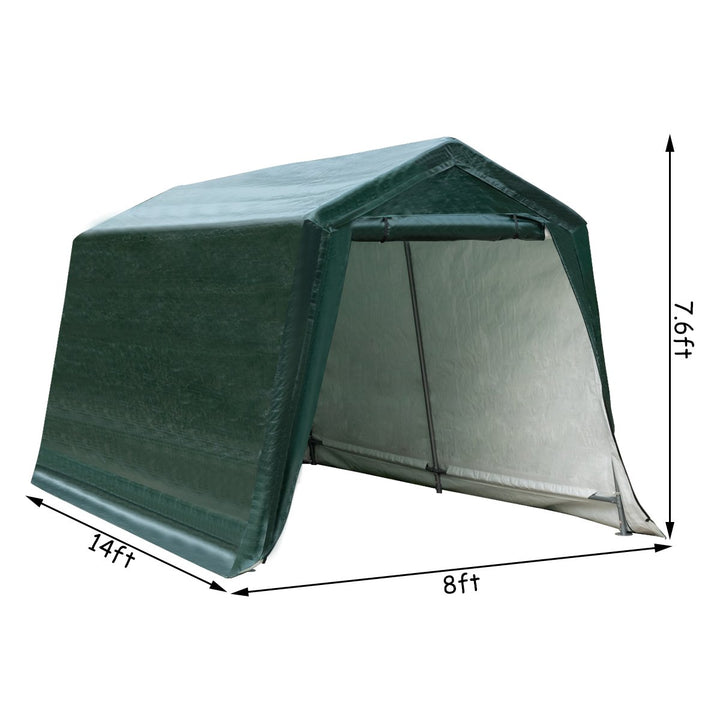 8x14 Patio Tent Carport Storage Shelter Shed Car Canopy Heavy Duty Green Image 2