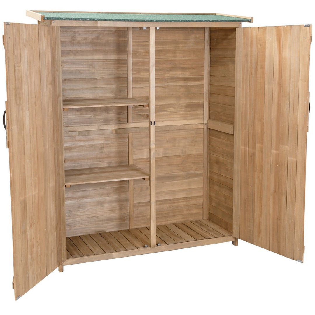 Garden Outdoor Wooden Storage Shed Cabinet Double Doors Fir Wood Lockers Image 3