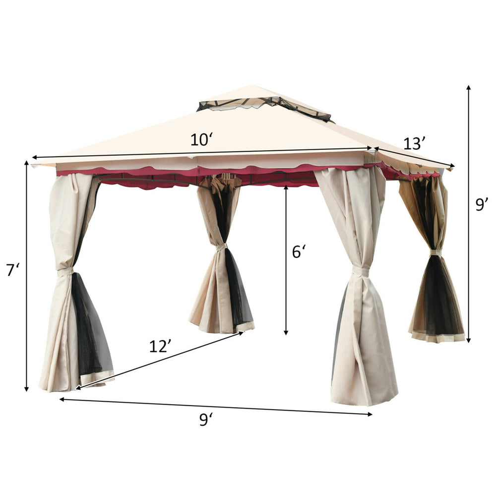 13x10Outdoor Canopy Gazebo Art Steel Frame Party Patio Canopy Gazebo W/Netting Image 2