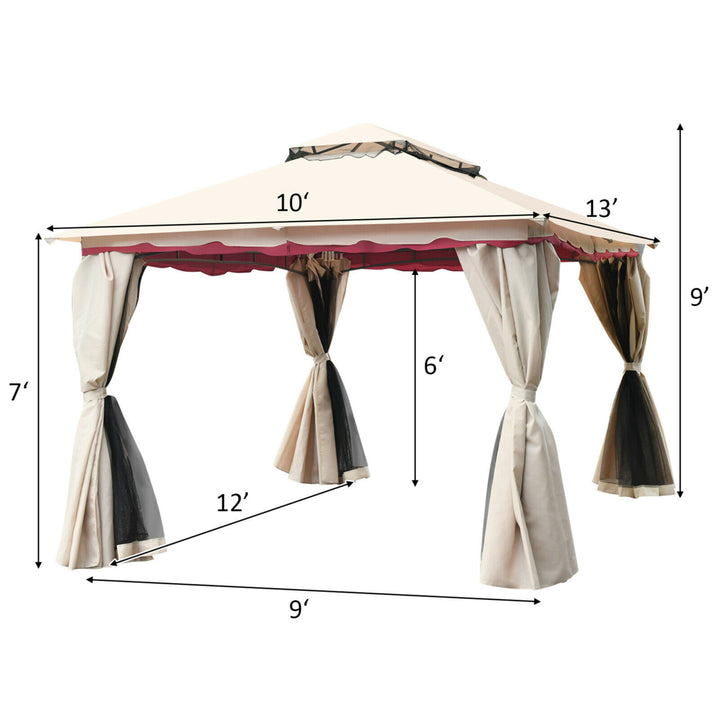 13x10Outdoor Canopy Gazebo Art Steel Frame Party Patio Canopy Gazebo W/Netting Image 2