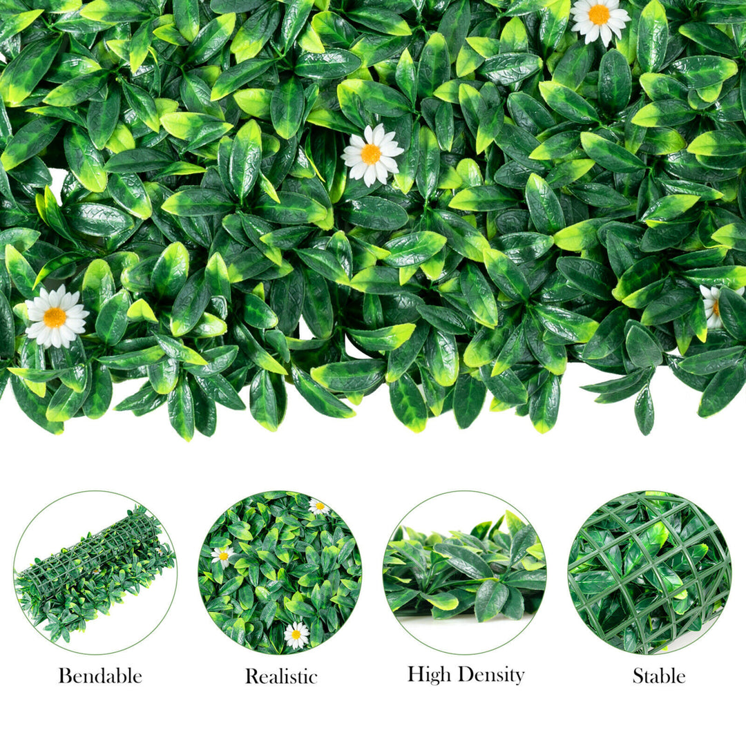 12PCS 20x20inch Artificial Daisy Hedge Plant Privacy Fence Hedge Panels Image 5