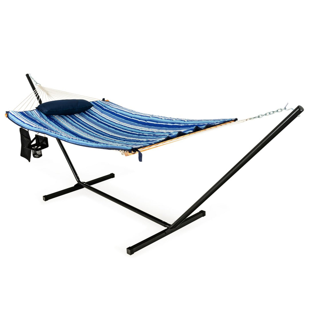 Swing Hammock Chair Set Hanging Bed w/ Heavy-Duty Steel Stand Cup Holder Image 7