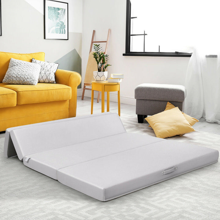 4 Queen Size Foam Folding Mattress Sofa Bed Guests Floor Mat Carrying Handles Image 4