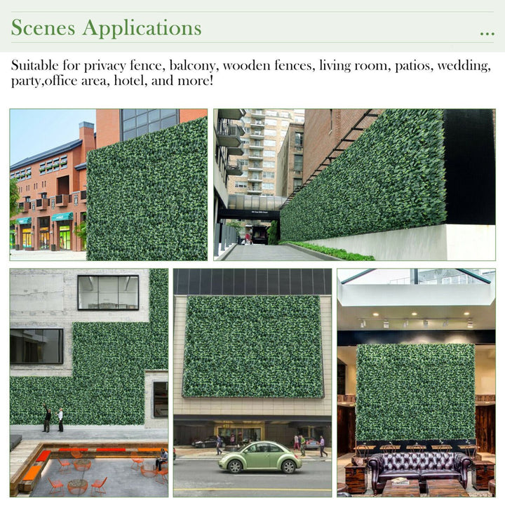 12PCS 20x20inch Artificial Ficus Hedge Plant Privacy Fence Hedge Panels Image 3