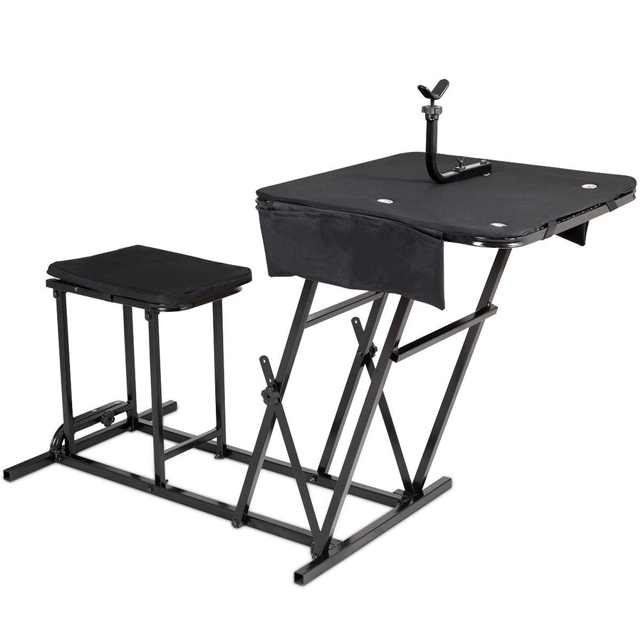 Folding Shooting Bench Seat with Adjustable Table Gun Rest Height Adjustable Image 1