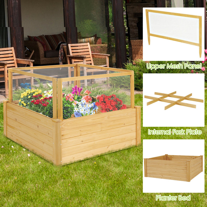 Raised Garden Bed Guard Fence Wooden Garden Box with 9 Grids and Critter Image 7